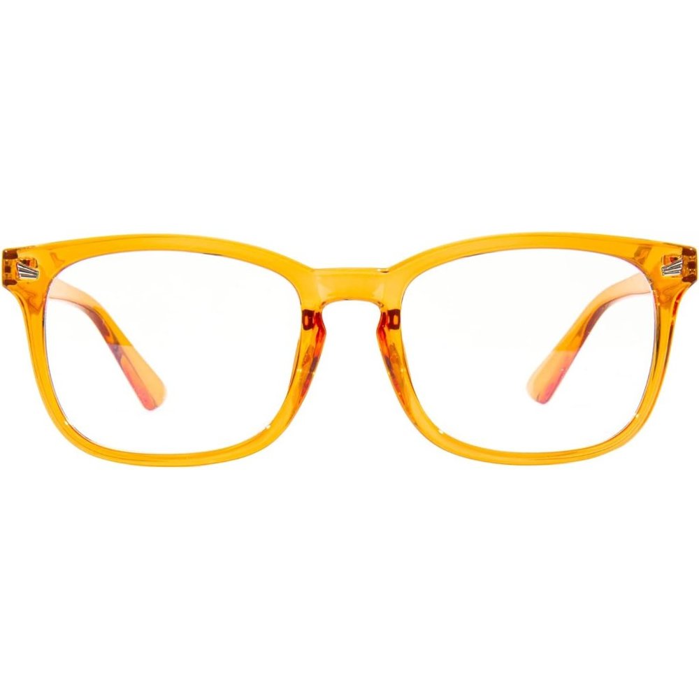 Women Men Gloss Orange Blue Light Blocking Glasses